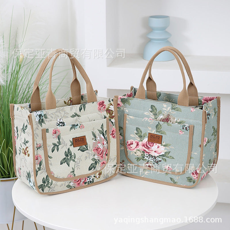 Floral Canvas Tote Bag for Work, Lunch and Everyday Use