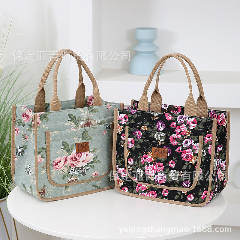 Floral Canvas Tote Bag for Work, Lunch and Everyday Use