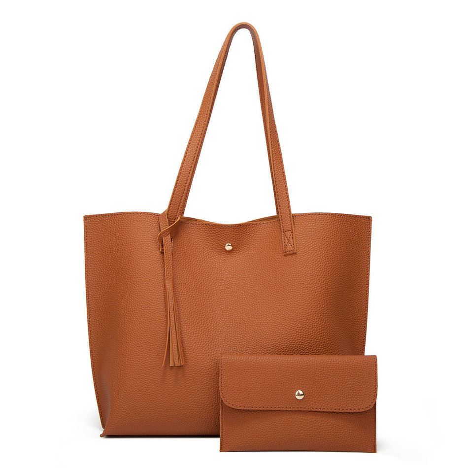 Large PU Leather Tassel Tote Bag for Women
