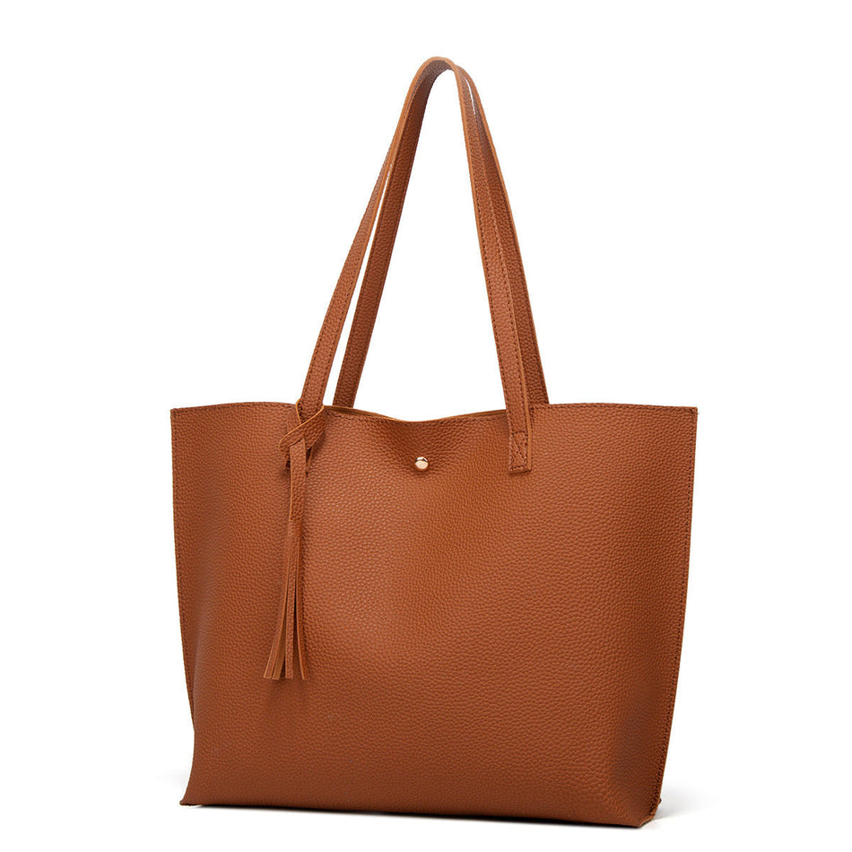 Large PU Leather Tassel Tote Bag for Women