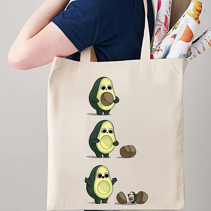 Avocado Print Canvas Tote Bag for Women with Double Handles