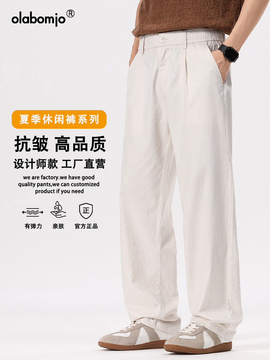 Men's Tencel Linen Wide Leg Pants with Old Money Style