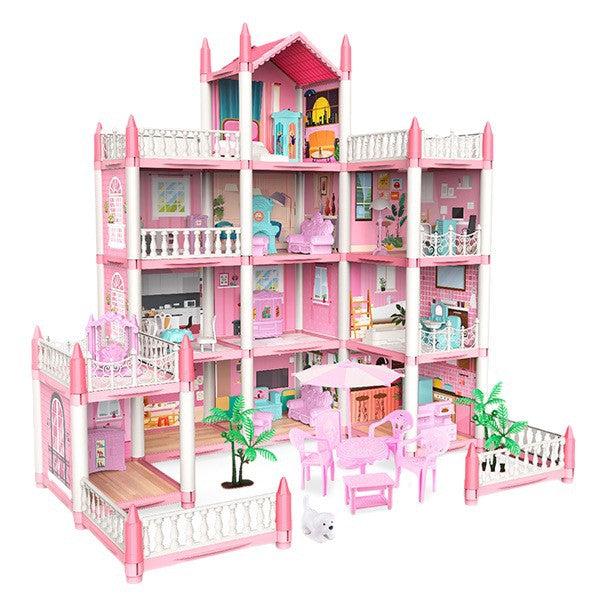 Lighted Princess Villa Castle Dollhouse Assembly Play Set