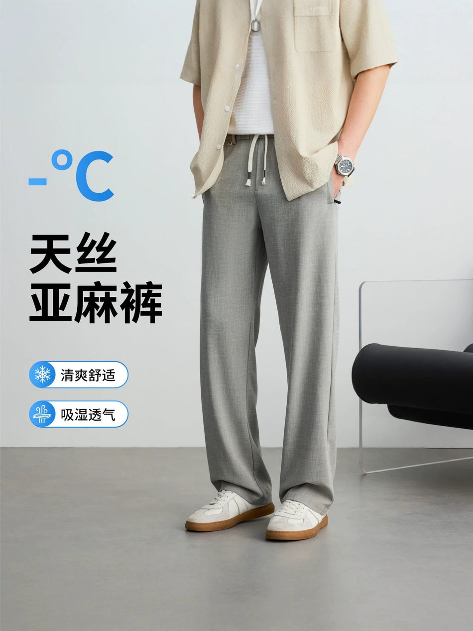 Men's Tencel Casual Pants with Loose Straight Summer Fit