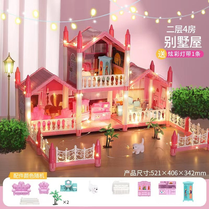 DIY Princess Castle Villa Dollhouse Assembly Play Set
