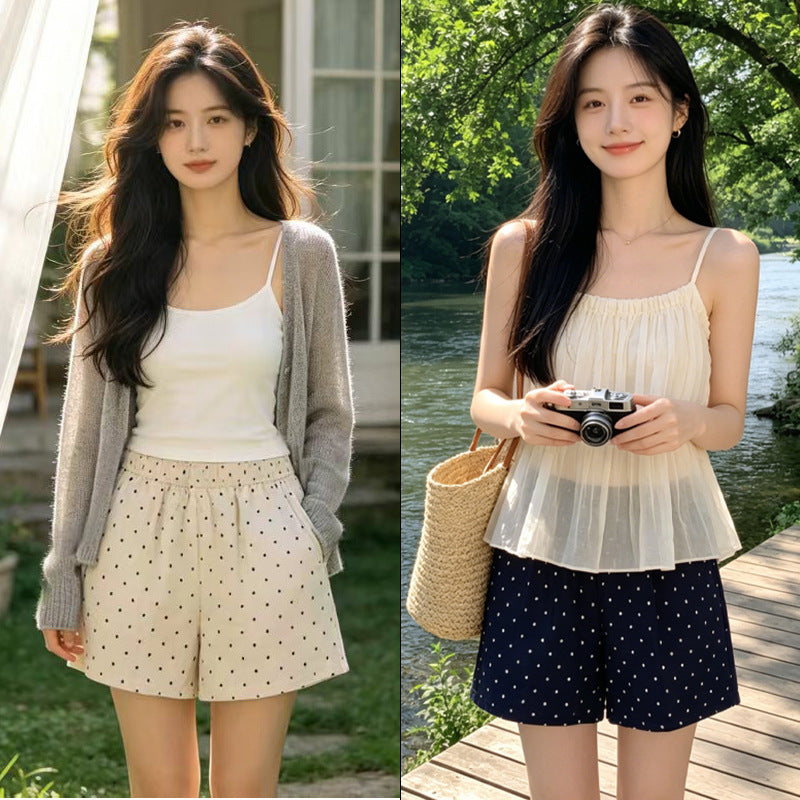 Women's High-Waist Polka Dot Casual Bermuda Shorts