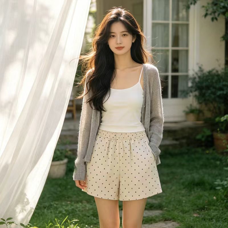Women's High-Waist Polka Dot Casual Bermuda Shorts
