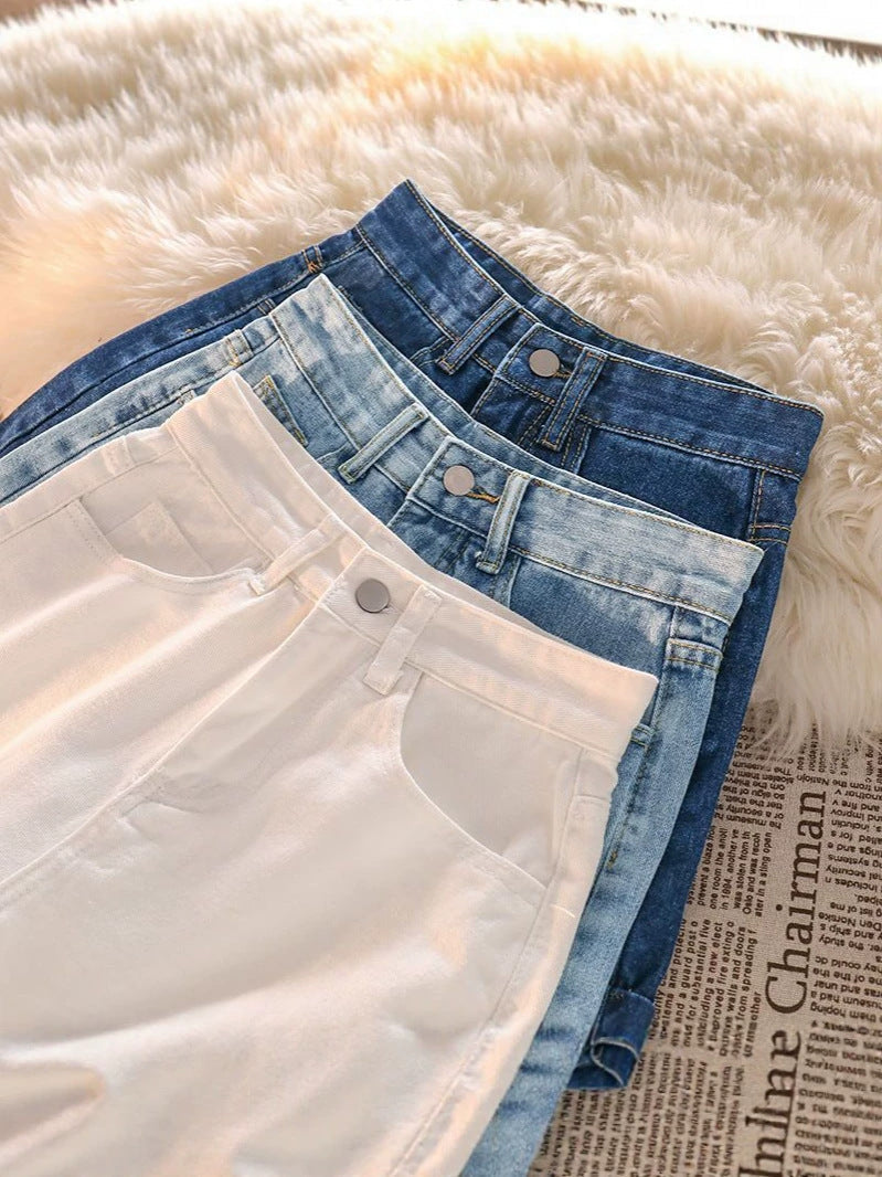 Women's High-Waist Rolled Hem Denim Shorts