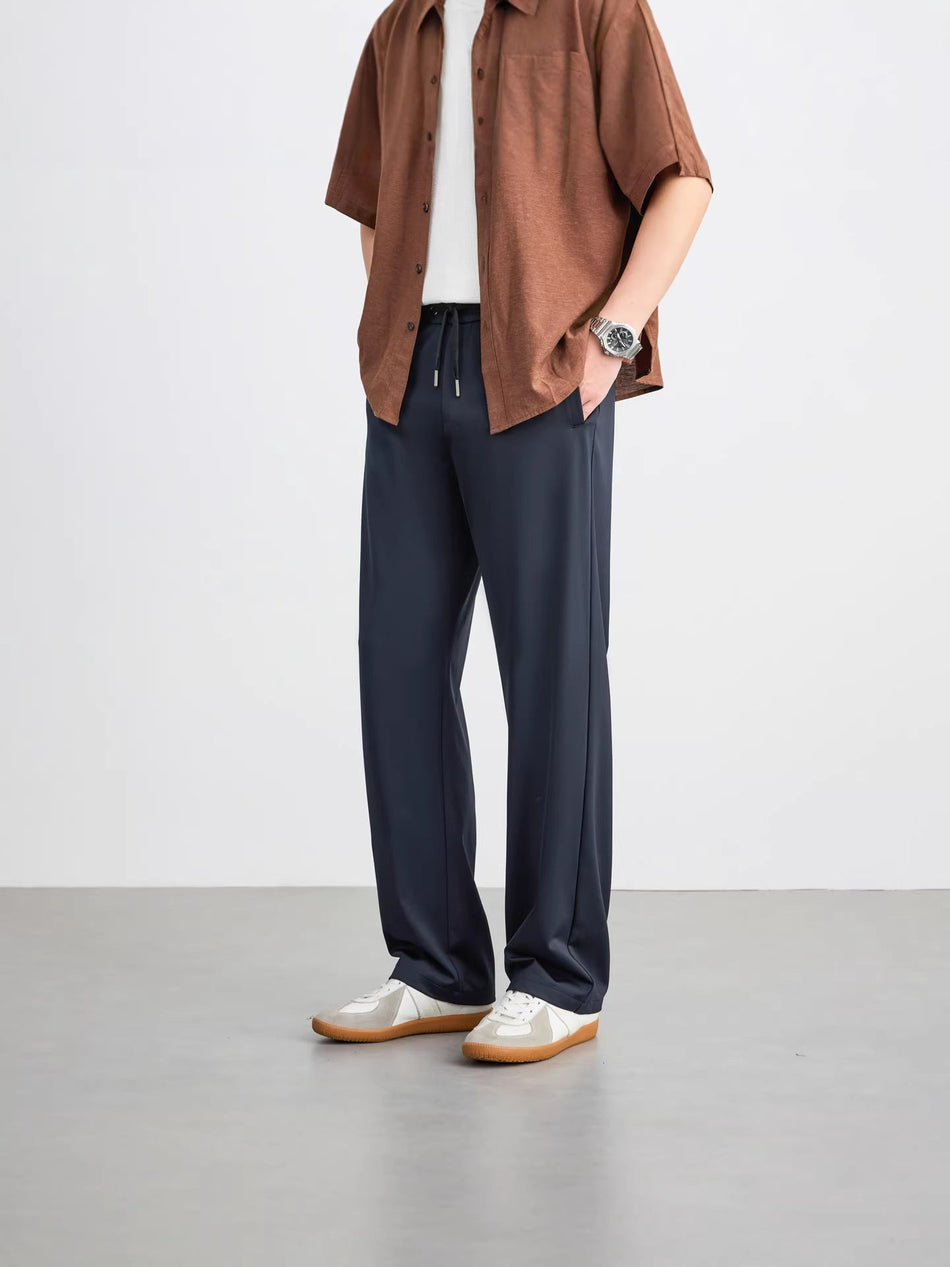 Men's Silk Summer Casual Pants with Loose Wide Leg Fit