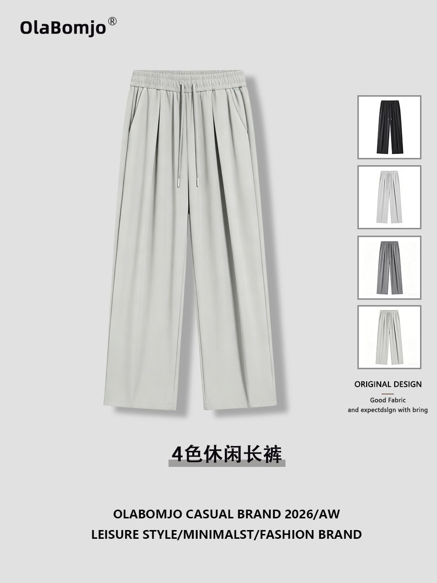 Men's Ice Silk Casual Pants with Breathable Straight Leg Fit