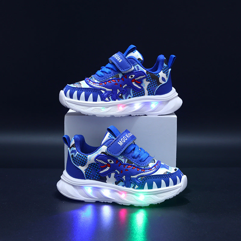Boys LED Dinosaur Sports Shoes for Kids Aged 1–6 Years