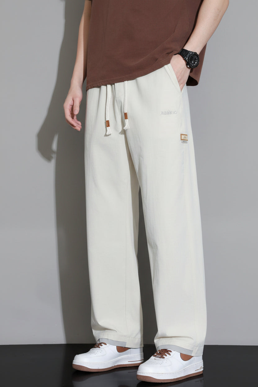 Men's Ice Silk Wide Leg Pants with Breathable Loose Fit