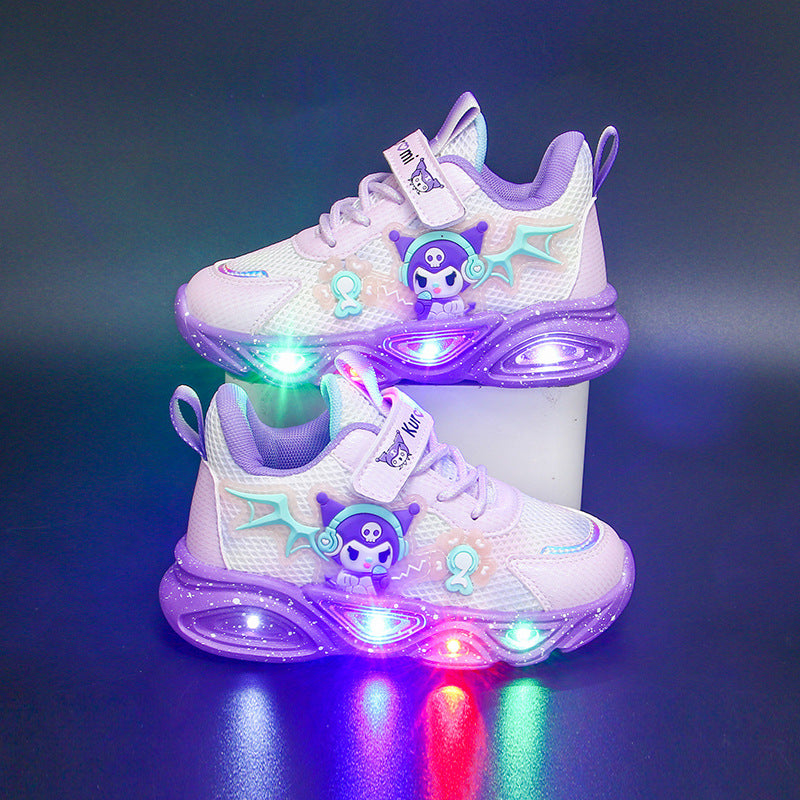 Girls Light-Up Waterproof Sneakers with Breathable Mesh