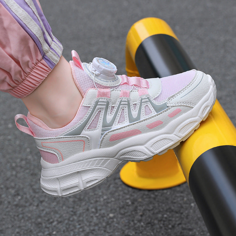 Girls Breathable Mesh Running Sneakers with Non-Slip Sole