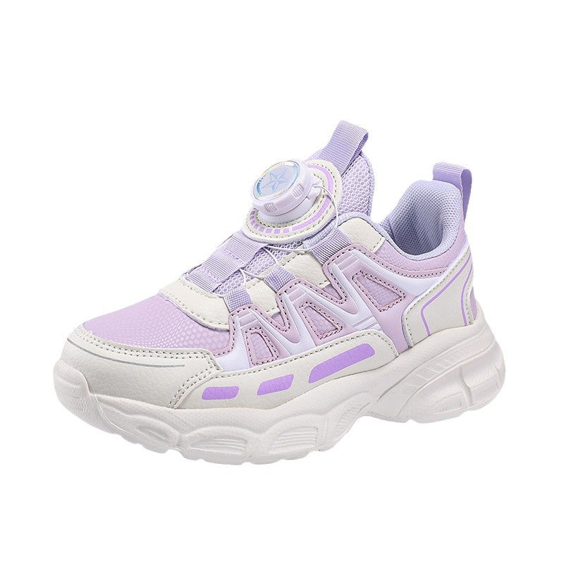 Girls Breathable Mesh Running Sneakers with Non-Slip Sole