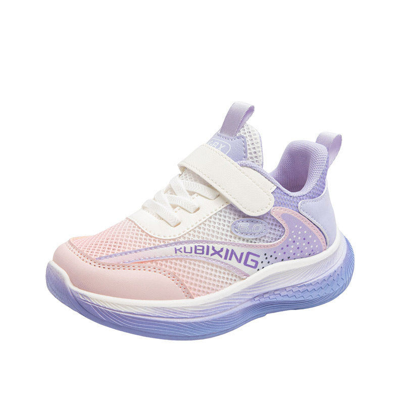 Girls White Breathable Sneakers with Soft Non-Slip Sole