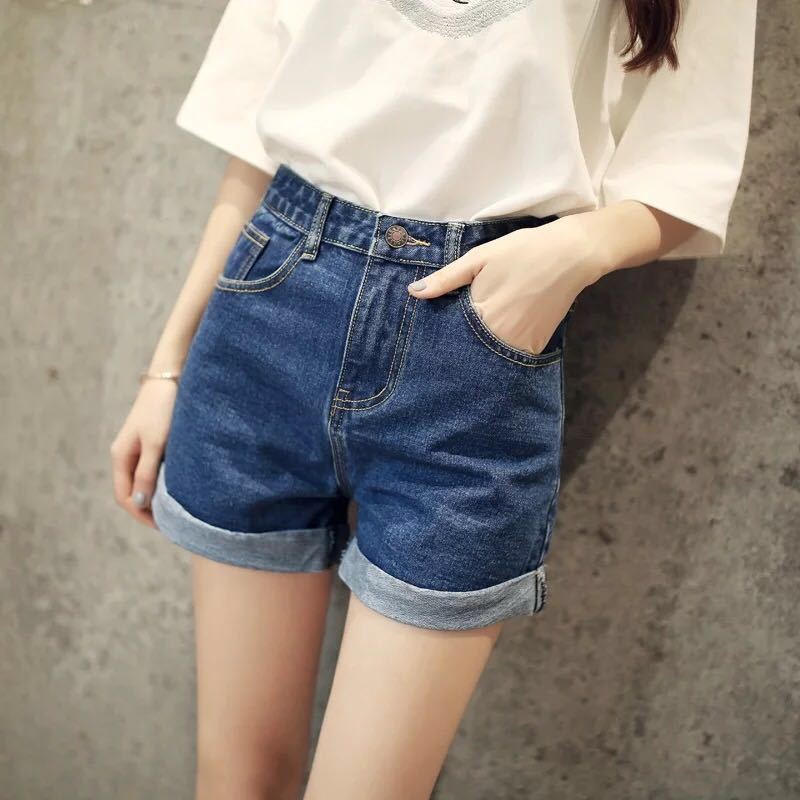 Women's High-Waist Wide-Leg Denim Shorts