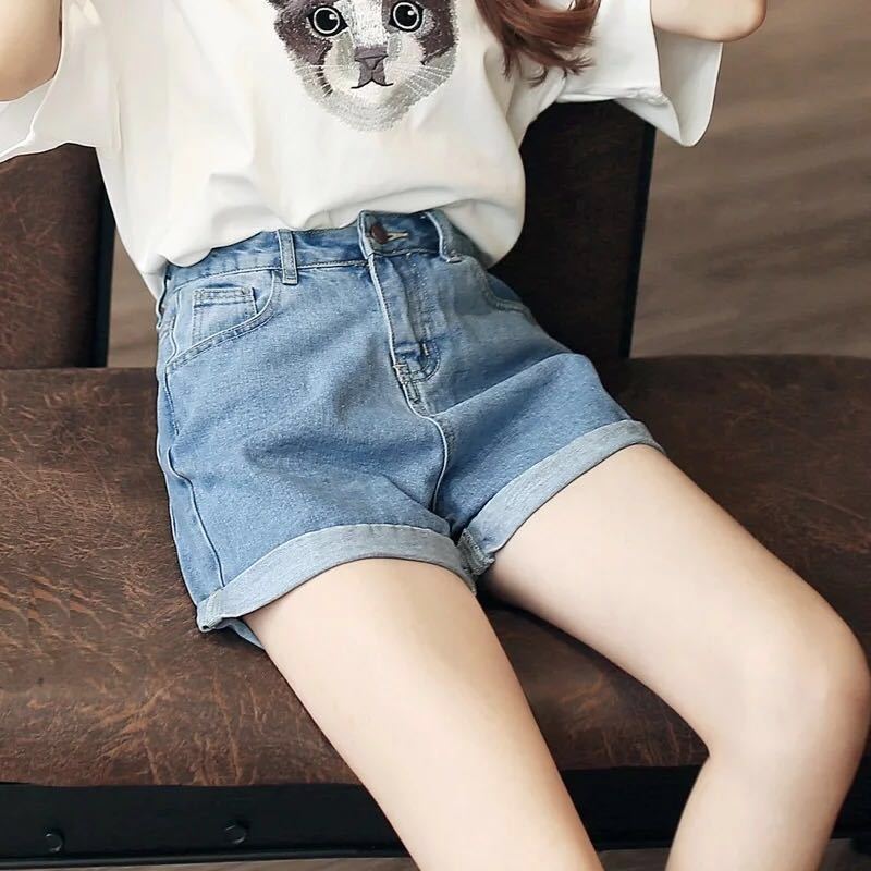 Women's High-Waist Wide-Leg Denim Shorts