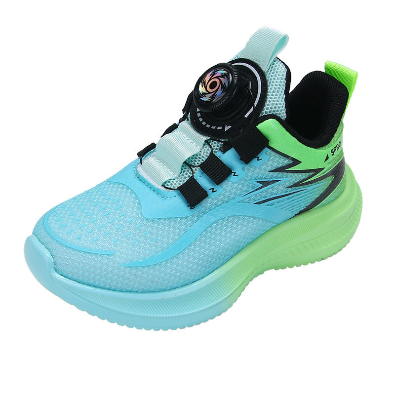 Kids Breathable Mesh Sports Shoes with Rotating Buckle