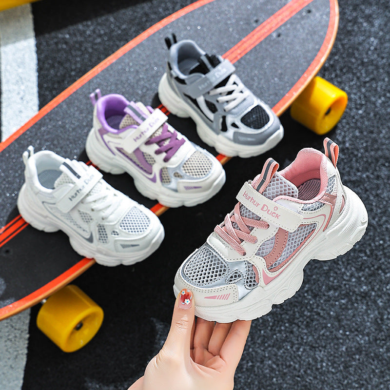 Kids Breathable Mesh Running Sneakers with Non-Slip Sole