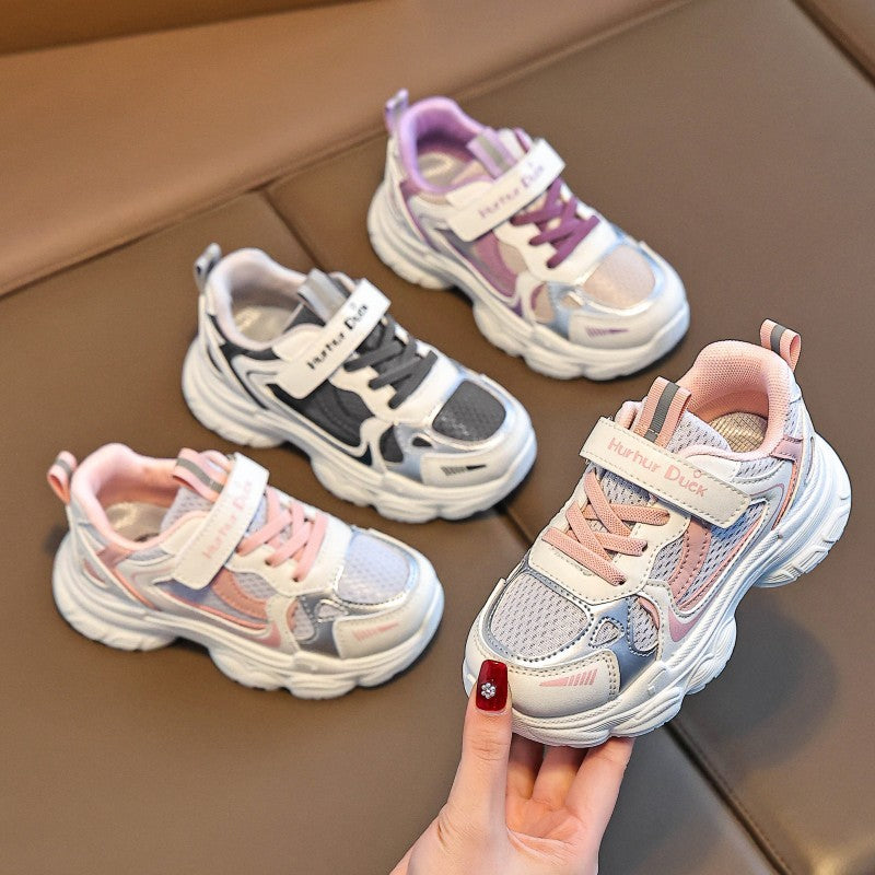 Kids Lightweight White Dad Sneakers for Running and Casual Wear