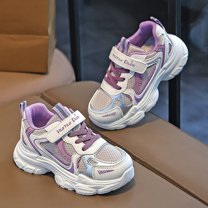 Kids Lightweight White Dad Sneakers for Running and Casual Wear