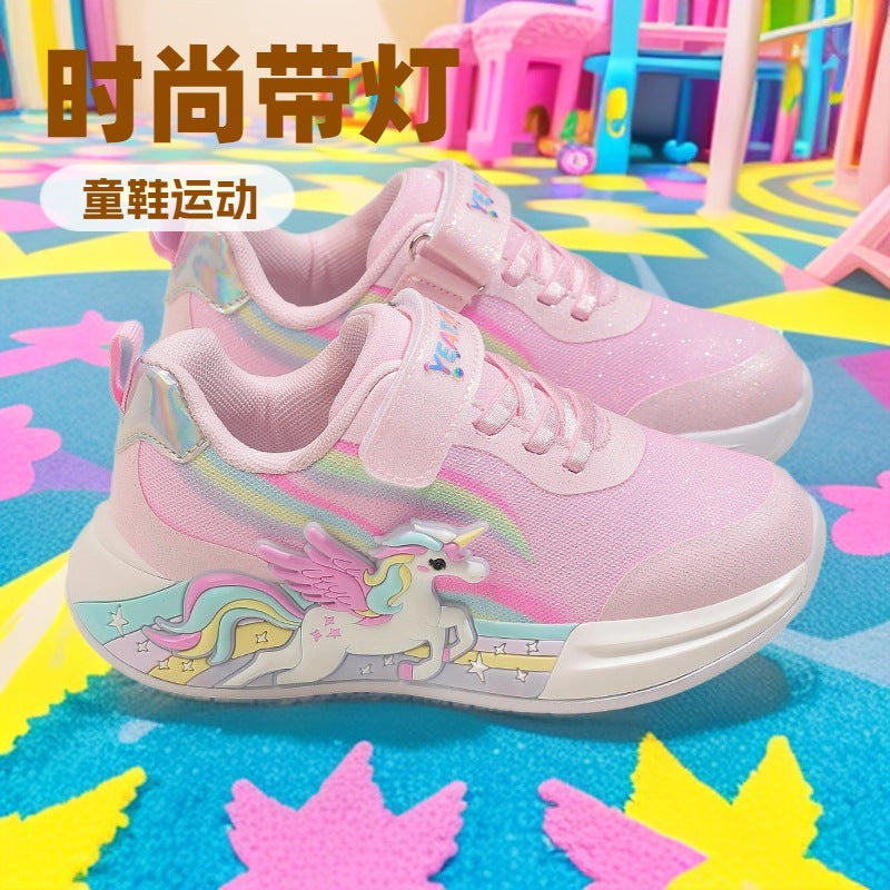 Kids LED Mesh Sports Shoes with Easy Strap Closure
