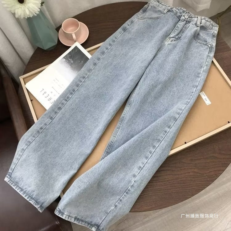 High Waisted Straight Leg Jeans for Women with Retro Style