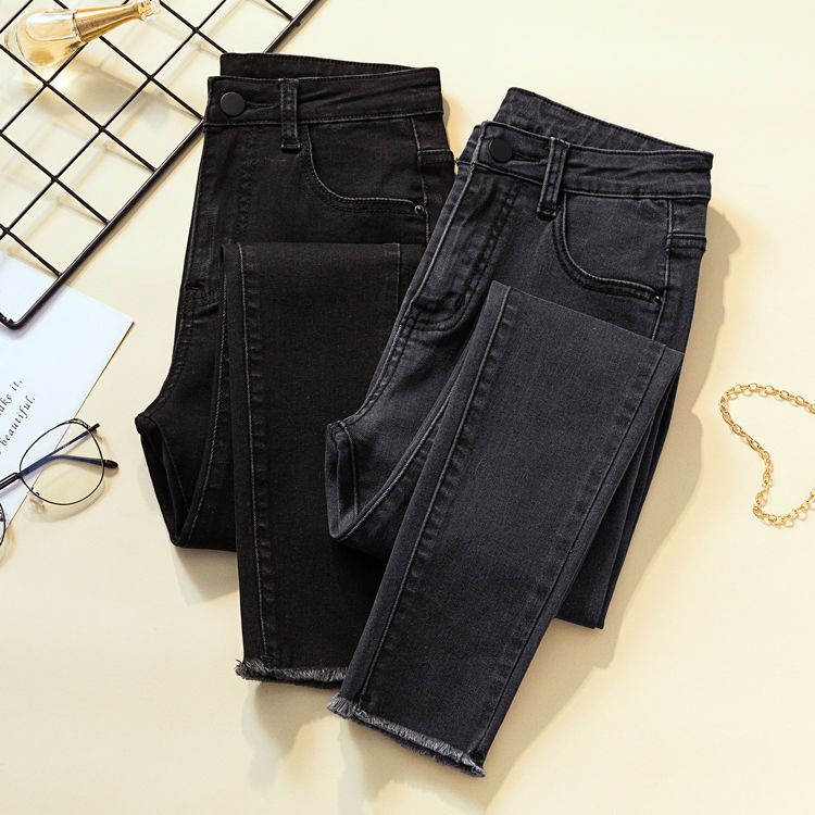 Women's Stretch Cropped Skinny Raw Hem Jeans