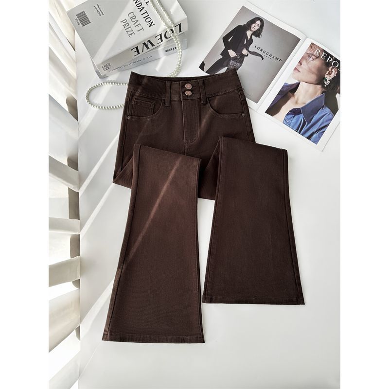 Women's High-Waist Brown Bootcut Denim Jeans