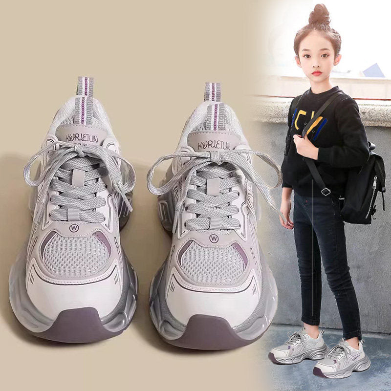 Girls Thick Sole Breathable Sports Sneakers for Casual Wear