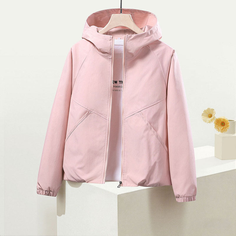 Women’s Plus Size Hooded Windbreaker Jacket for Casual Wear