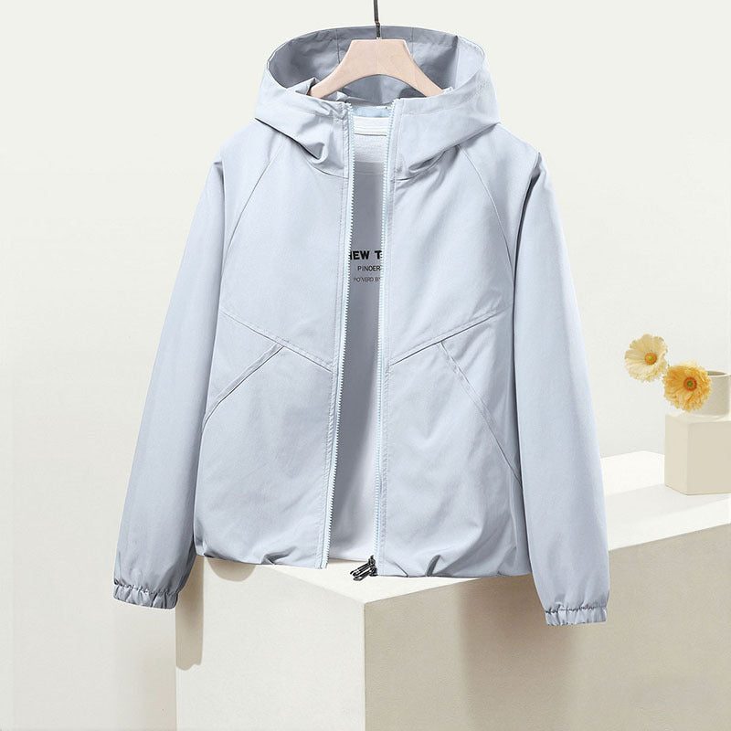 Women’s Plus Size Hooded Windbreaker Jacket for Casual Wear