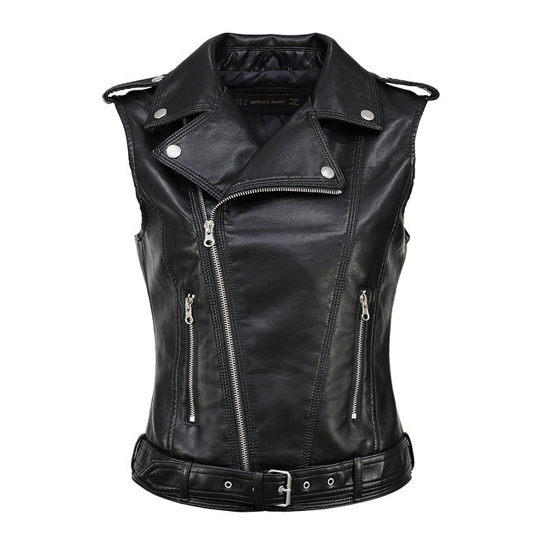 Women's Slim Fit PU Leather Vest