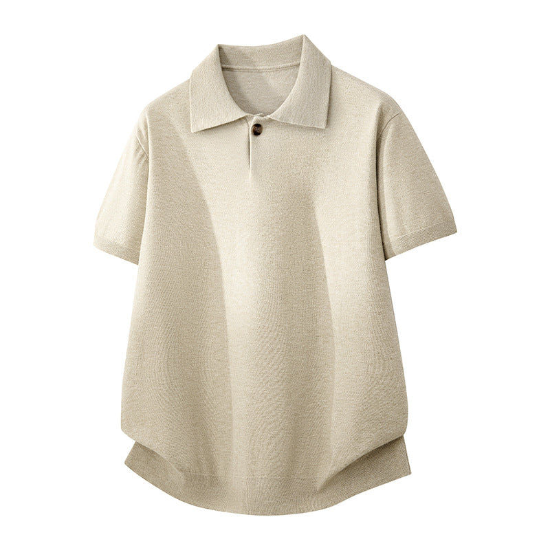 Men's Short Sleeve Collared Knit Sweater for Casual Wear