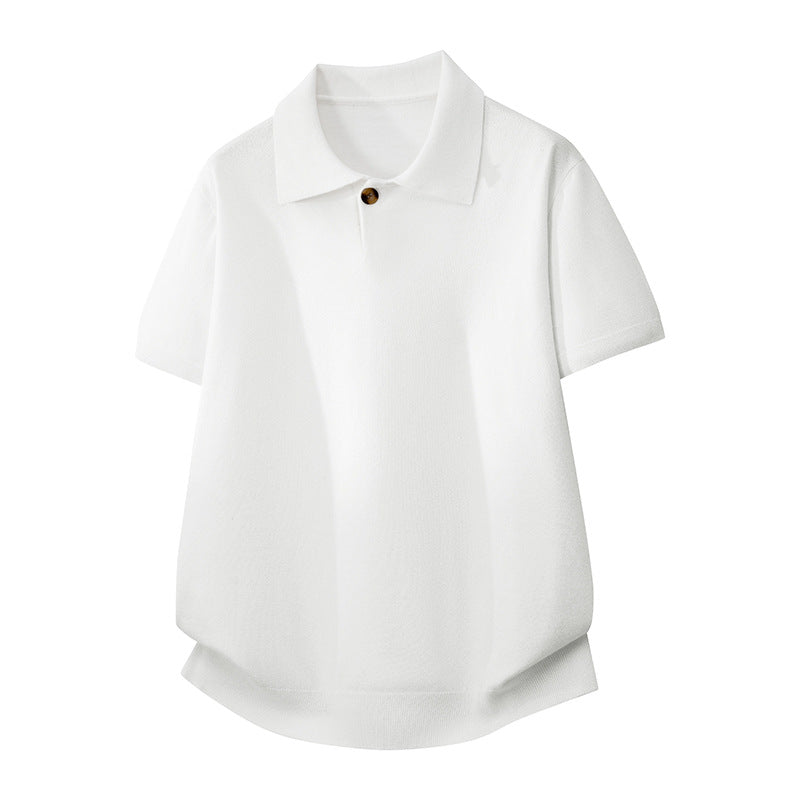 Men's Short Sleeve Collared Knit Sweater for Casual Wear