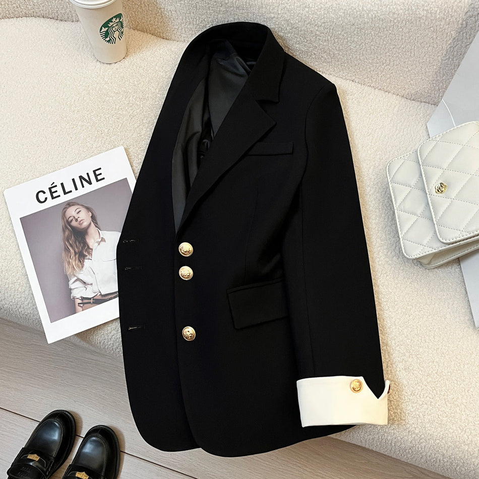 Women's Loose Fit Commuter Blazer with Multi-Button Closure