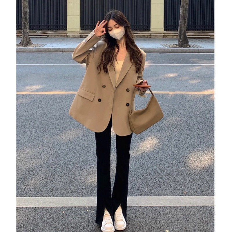 Women's Loose Fit Mid-Length Casual Blazer with Pockets