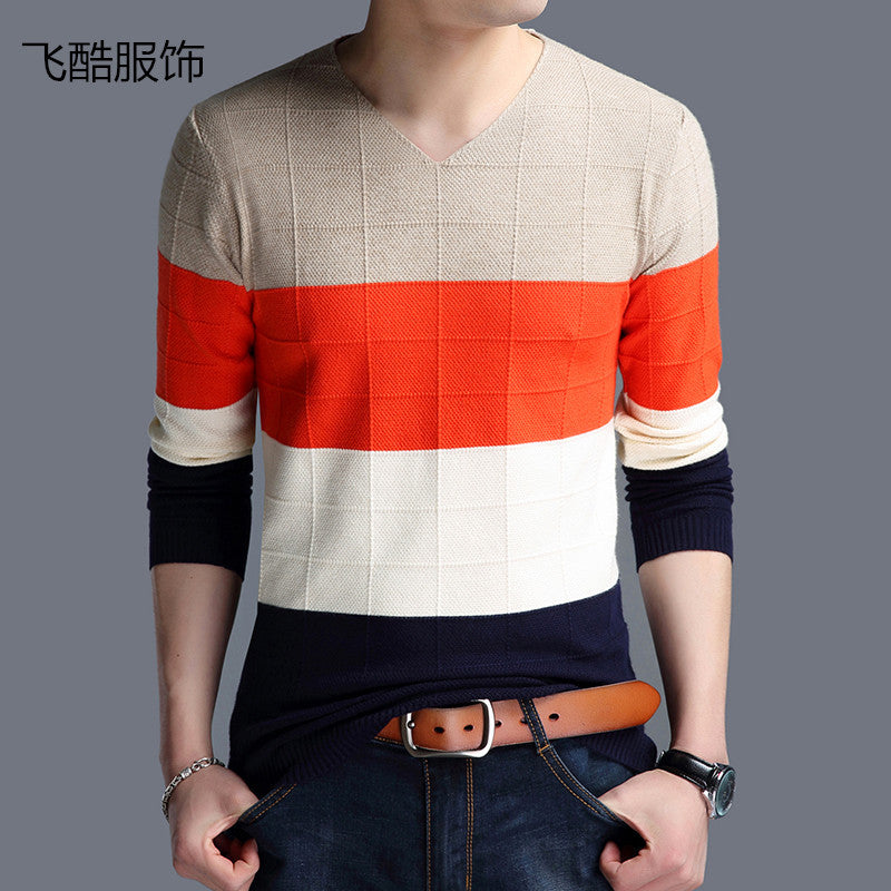 Men's V-Neck Knit Pullover Sweater for Casual Everyday Wear
