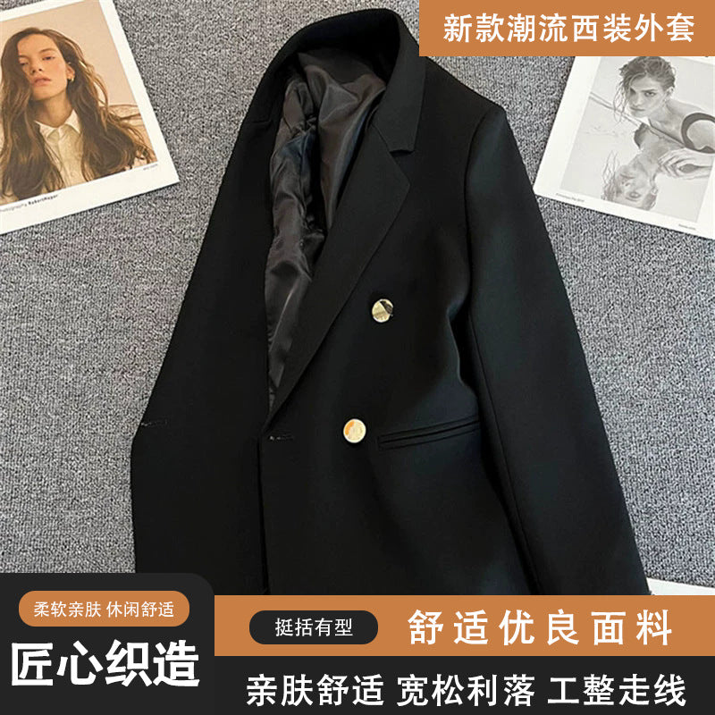 Women's Loose Fit One-Button Blazer for Office and Casual Wear