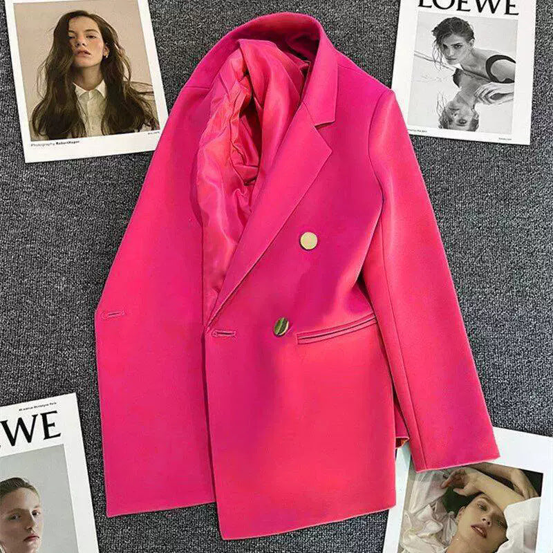 Women's Loose Fit One-Button Blazer for Office and Casual Wear