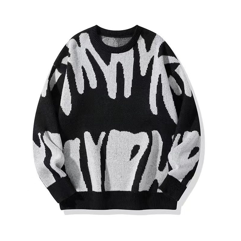 Men's Color Block Crew Neck Knit Sweater with Relaxed Fit