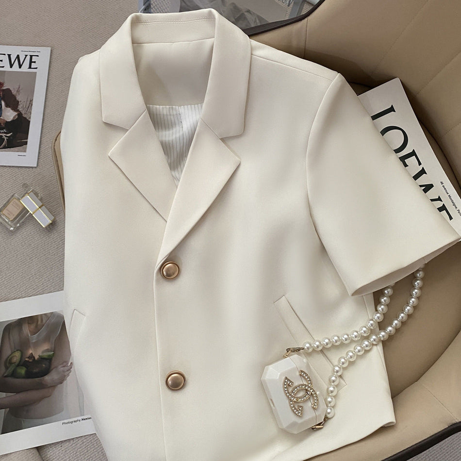 Women's Short Sleeve One-Button Casual Blazer