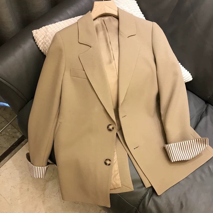 Women's Loose Fit Mid-Length Blazer with Two-Button Front