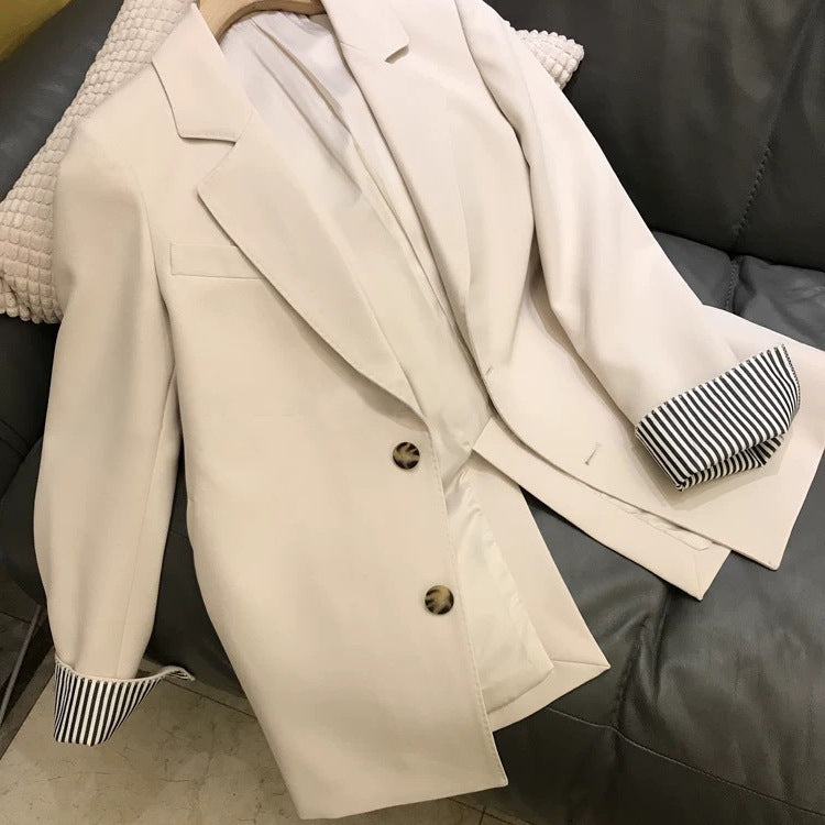 Women's Loose Fit Mid-Length Blazer with Two-Button Front