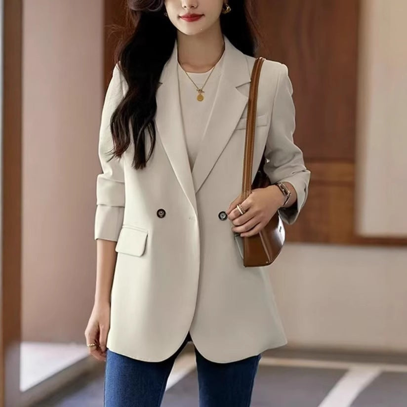 Women's One-Button Textured Blazer for Office and Casual Wear