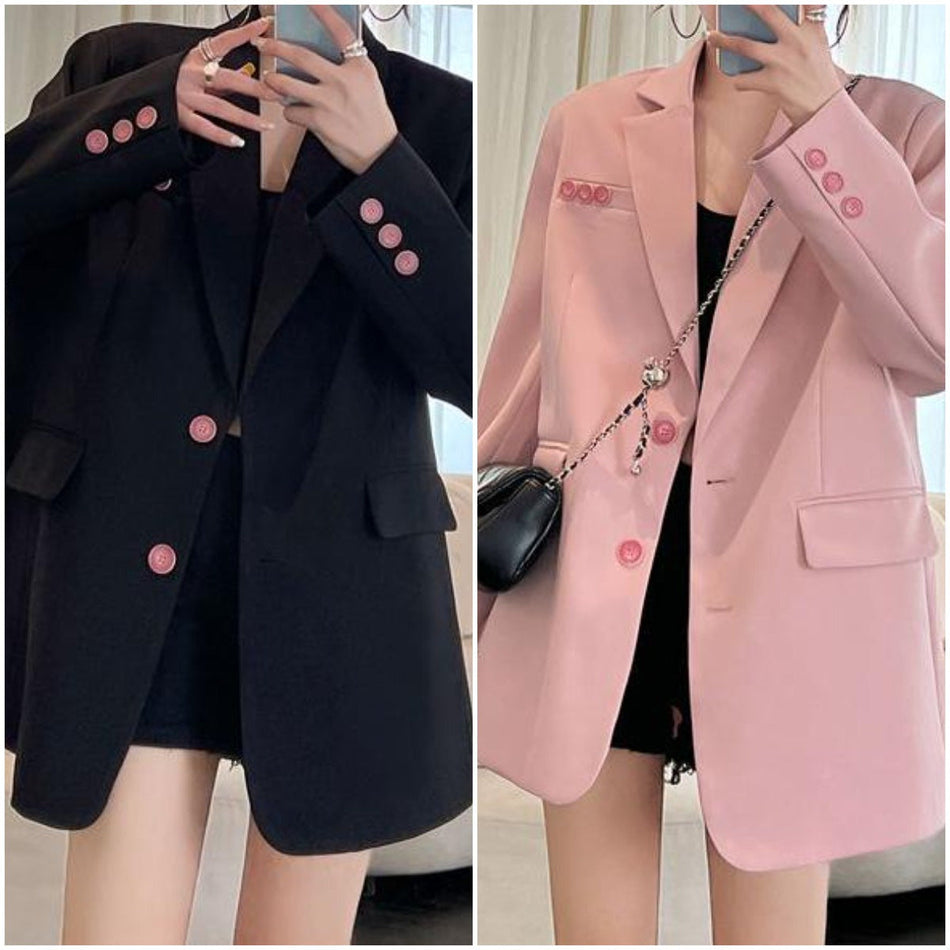 Women's Casual Loose Fit Blazer with Single-Breasted Front