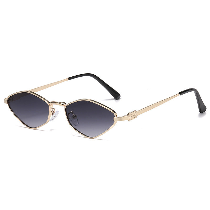 Fashion Metal Half-Frame Rhombus Sunglasses for Men
