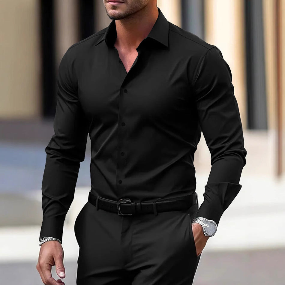 Men's Slim Fit Long Sleeve Business Dress Shirt
