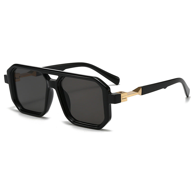 Retro Square Double-Bridge Sunglasses for Men